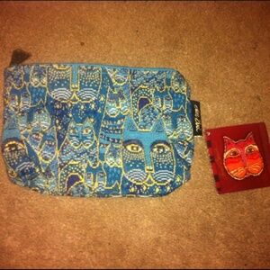 LAUREL burch blue cats cosmetics bag zip clutch